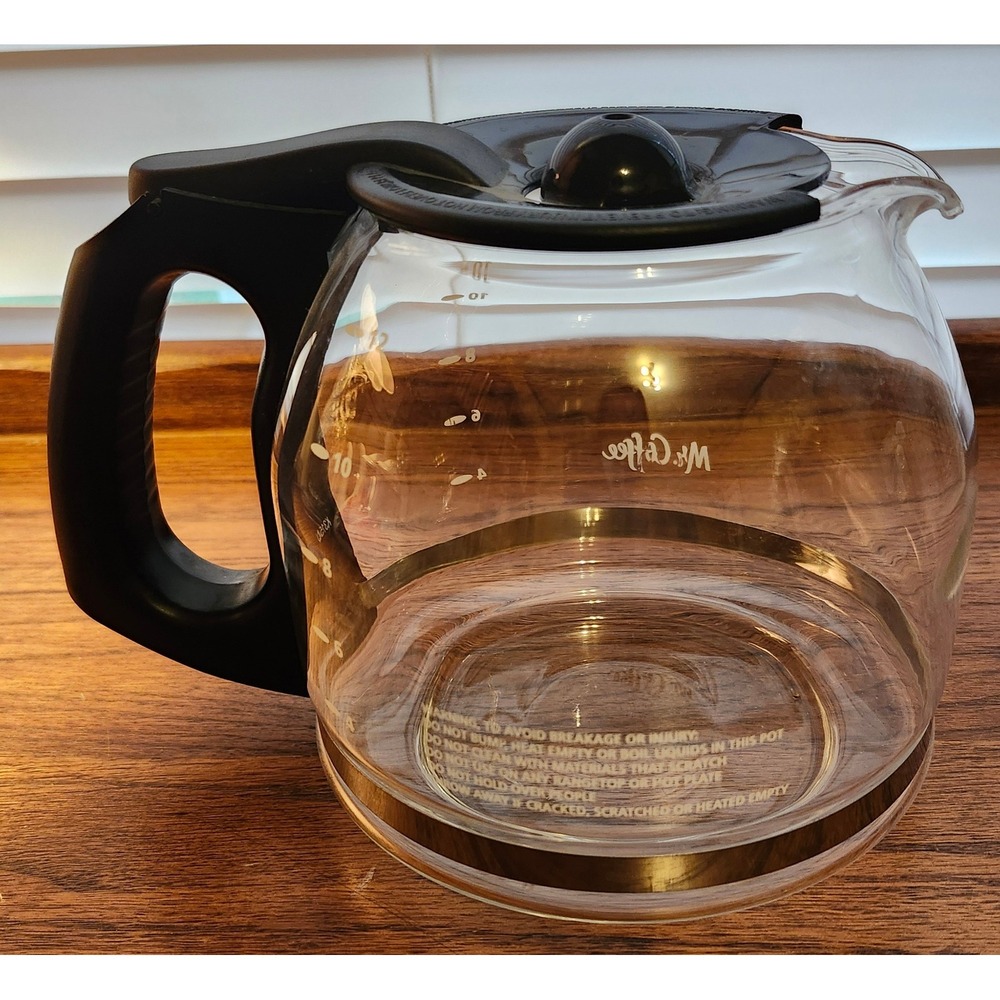Mr. Coffee 12 Cup Glass Carafe Replacement Decanter Black K312AJ Clear Gold Band
